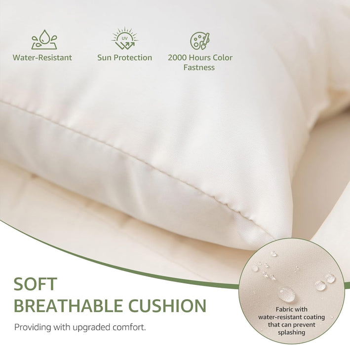 Set of 3 Boho Outdoor Patio Furniture Sets with round Tempered Glass Table, Small Size Wicker Conversation Sectional Chair Sets for Backyard, Porch, Deck, Garden, Balcony