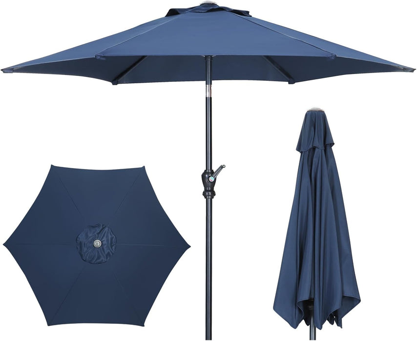 7.5Ft Patio Umbrella, Outdoor Umbrella Aluminum Market Table Umbrellas with Tilt, Crank and Sturdy Ribs for Lawn, Garden, Backyard and Pool