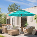 9FT 3-Tier Large Outdoor Patio Umbrella Market Table Umbrella-Uv Resistant,Easy Push Button Tilt and Crank,8 Sturdy Fiberglass Ribs Heavy-Duty Pool Umbrella for Deck,Backyard,Garden,Yard,Light Blue