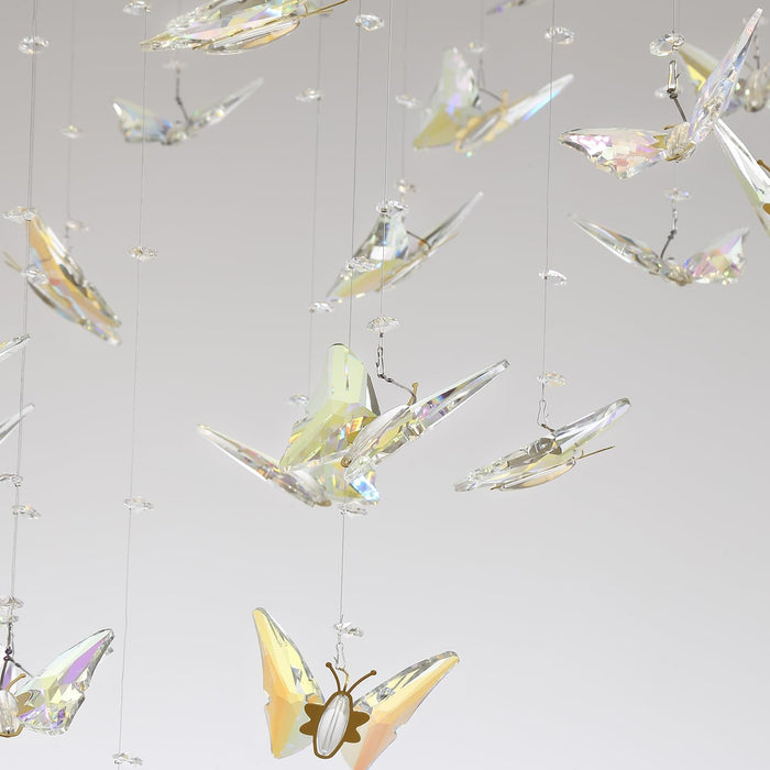 32 Inch Gold Crystal Butterfly Chandelier CeilingMount