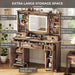 Rustic Oak FortySevenPointTwoInch Makeup Vanity Desk IntegratedLighting