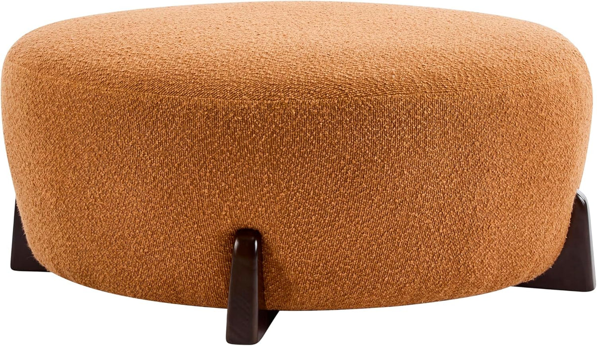 Tatia Modern Bouce Upholstered Ottoman Coffee Table, Multi-Functional Sofa Footrest with Wooden Frame, Extra Seating for Living Room, Bedroom, Entryway, Brown+Pumpkin Orange