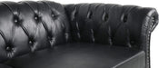 Modern 3 Seater PU Chesterfield Sofa, Upholstered Tufted Button Leather Chesterfield Couch, Classic Faux Leather Settee with Nailhead Trim Scroll Arms for Living Room Bedroom(Black)