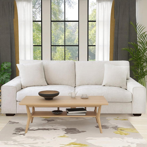 Modern Beige Chenille Recliner Sofa for Living Room