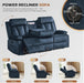 Power Reclining Sofa with Heat and Massage, Electric Reclining Couch with Drop down Table,Cup Holders, Dual Ports, Wall Hugger Recliner Sofa for Living Room,Home Theater (Blue, Sofa)