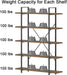 Industrial Reinforced Five Tier Bookshelf Rustic Oak