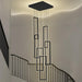 Black 6 Rings Rectangular Chandeliers LED Dimmable
