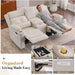 Cat-Proof Power Reclining Loveseat with Console & Drawer Storage, Loveseat Recliner with Tray Table, Electric Reclining Sofa with Heat & Massage, Extra Lumbar Pillow for Livingroom (Beige)
