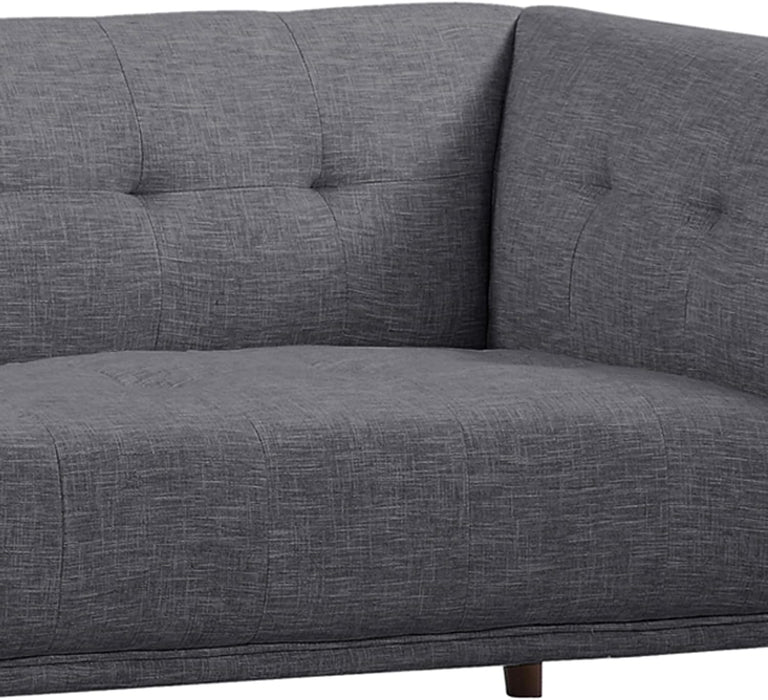 Dark Grey Linen Sofa: Walnut Wood Legs, Modern Style