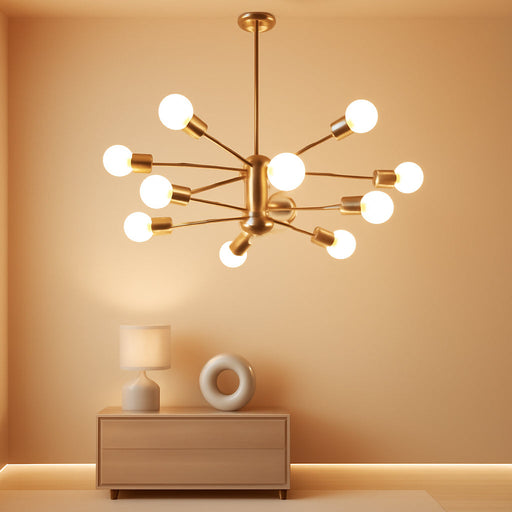 12 Light Modern Chandelier for Dining Room, Gold Light Fixture
