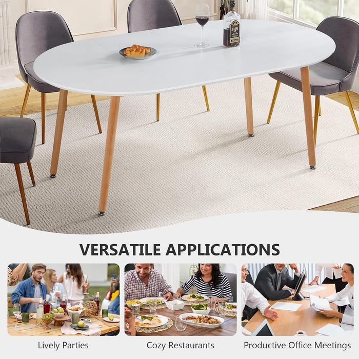 Modern 40"-71" Extendable Oval Dining Table for 4-8, MDF Top with Metal Frame, Space-Saving Expandable Kitchen Table for Home, Office, or Conference Room, Scratch-Resistant & Easy to Assemble