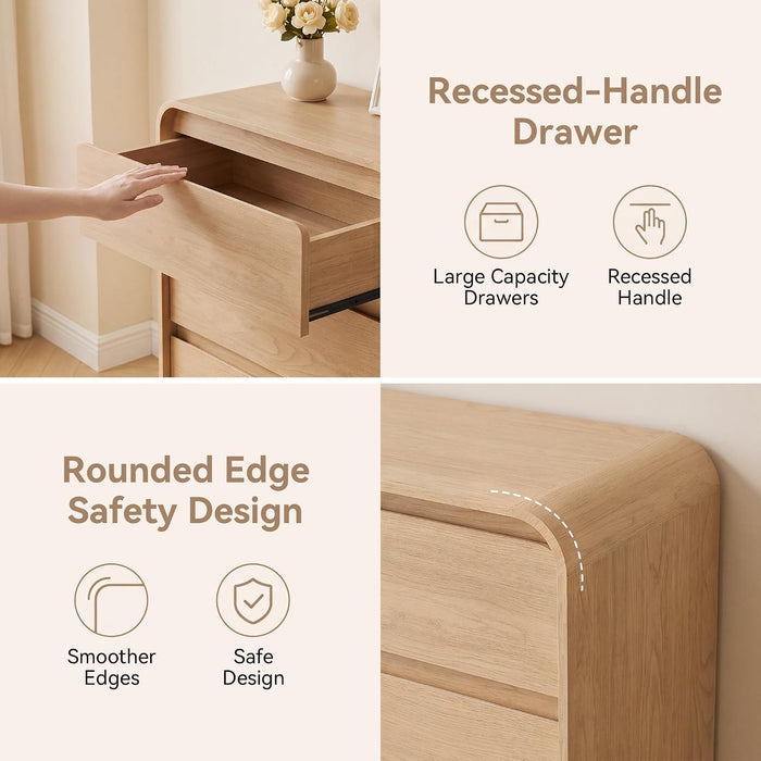 5-Drawer Dresser for Bedroom, 50.5" Tall Chest of Drawers, Natural