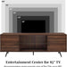 Saxon Mid Century Modern 2 Door Glass Shelf TV Stand for Tvs up to 80 Inches, 70 Inch, Dark Walnut