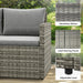 L-Shaped Outdoor Sectional Sofa Set with Adjustable Lift-Top Dining Table, All-Weather Wicker Patio Furniture, Ottoman & Tempered Glass Top, Gray Gradient