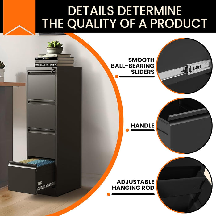 4 Drawer File Cabinet with Lock,Vertical Filing Storage Cabinet