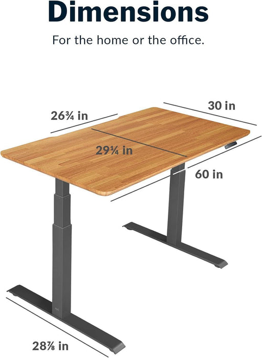 Electric Standing Desk 60Inch With ButcherBlockTop