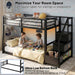 Black Twin Over Twin Metal Bunk Bed StorageDrawers