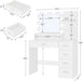 Vanity Desk with Mirror and Lights, Makeup Vanity with 5 Drawers and 3 Storage Shelves, 3 Color Modes & Adjustable Brightness Dressing Table, Vanity for Girls, White