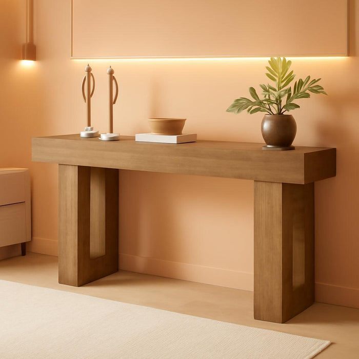 Farmhouse Console Table, 63-Inch Long Narrow Sofa Table behind the Couch, Wooden Rectangular Entryway Table for Entrance, Hallway, Living Room (Natural)