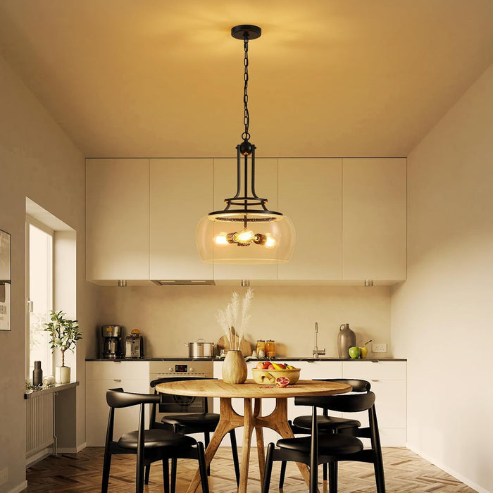Black Rustic Farmhouse Pendant Light 20.9x15.9 Inches