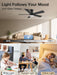 42In Smart Ceiling Fans with Lights Remote,Control via Voice Alexa App,Quiet DC Motor,Flush Mount Low Profile Ceiling Fan for Modern Bedroom,Patio,Outdoor Indoor,Black&Brown,6 Speed,Dimmable,5 Blade
