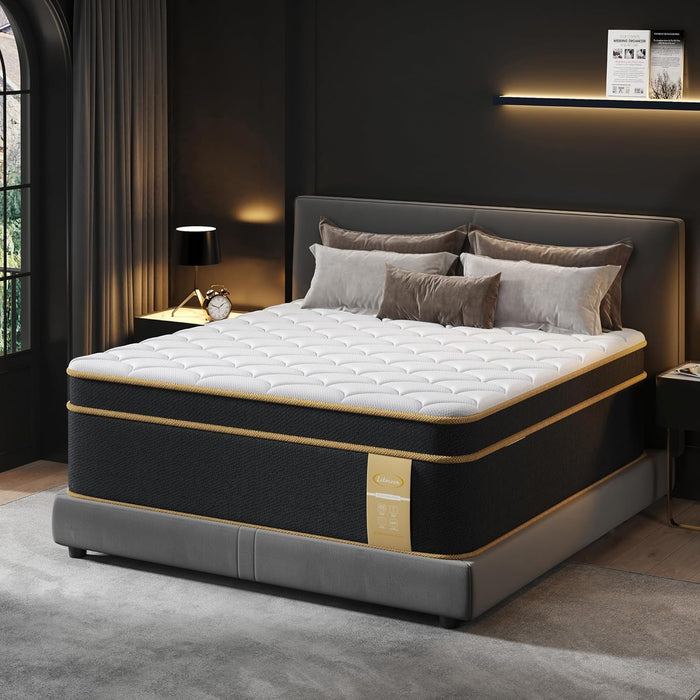 Luxury California King Mattress 12 Inch, Hotel Collection Hybrid Gel Memory Foam Mattress Cal King Size Bed in a Box, Pressure & Back Pain Relief, 7-Zone Pocket Springs, Lumbar & Hip Support