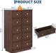 47In Tall Wooden Dresser for Bedroom，5-Drawer Chest of Drawers