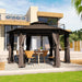 13x15 Ft Hexagonal Gazebo Brown OutdoorLiving Patio