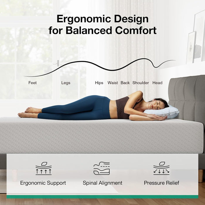 Queen Mattress, 12 Inch Queen Memory Foam Mattress in a Box, Dual-Layer Design with High-Density Base for Support & Pressure Relief, Natural Fiber Infused for Cool & Refreshing Sleep，Firm