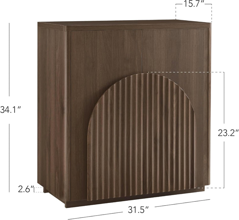 Sideboard Buffet Cabinet with Storage, Small Storage Cabinet with Doors and Shelves for Living Room Accent, Bar, Kitchen, Set of 2, Walnut