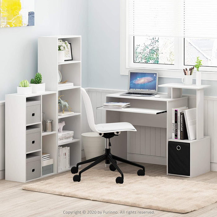 52-Inch Slim White Bookcase Featuring Open Shelves