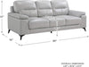 89" Leather Sofa, Silver Gray