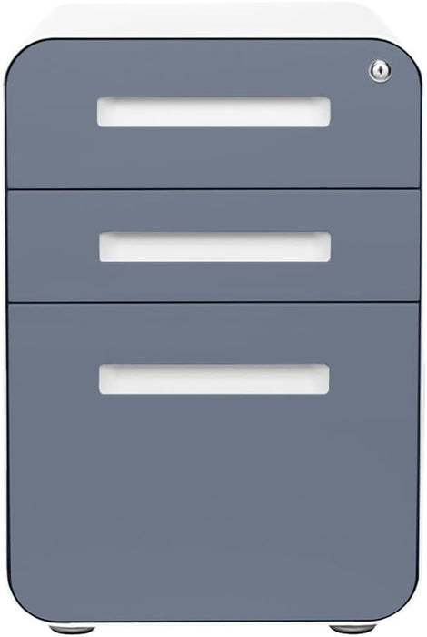 Stockpile 3 Drawer File Cabinet with Lock - under Office Desk Metal Filing Cabinet, Legal/Letter File Folders, Wheels and Stationary Feet, Pre-Assembled, Coastal Blue