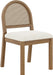 Bailey 19 In. Boucle Dining Chair, Upholstered Side Chair with Natural Woven Rattan Back and Solid Wood Legs, Light Brown