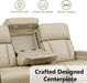 Power Recliner Sofa Set, 3 Piece Breathing Leather Sofa Set, Reclining Couch Loveseat and Chair Furniture with LED/USB Port/Cup Holders for Living Room Home Theater (Khaki)