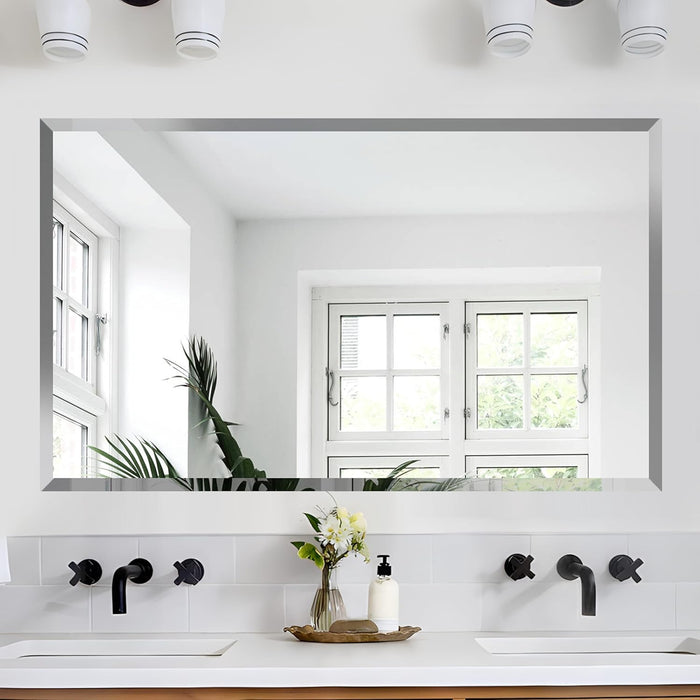 24x40 Inches Frameless Beveled Bathroom Mirror Wall