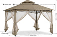 Gazebos for Patios 10X12 - Outdoor Steel Frame Gazebo with Mosquito Netting for Lawn Backyard Garden Deck (Khaki)