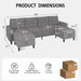 Sectional Couches for Living Room, 4 Seat Linen Sectional Sofa with Reversible Chaise Lounge/Storage Ottoman, U Shaped Couch with Smart Module-Wireless Charging/Usb/Type-C/Rgb Light (Light Grey)