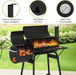 43" Charcoal Grills Outdoor BBQ Grill with Offset Smoker Camping Portable Grill Camping Barbecue Grills with Side Fire Box for 6-10 People Patio Backyard Picnic BBQ, Black