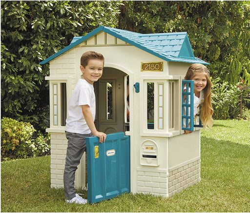 Cape Cottage Pretend Playhouse with Working Door, Toddlers Ages 2+, Blue