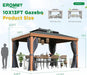 10'X13' Hardtop Gazebo Outdoor Aluminum Wood Grain Gazebos with Galvanized Steel Roof and Mosquito Net for Patios, Deck, Backyard, Curtains & Netting