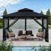 Outdoor Garden Gazebo for Patios with Stable Steel Frame and Netting Walls (10X12,Black)