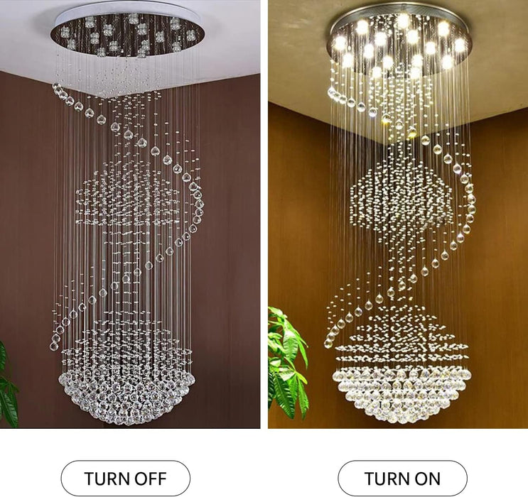 Clear Crystal Chandelier Large Spiral Raindrop Light