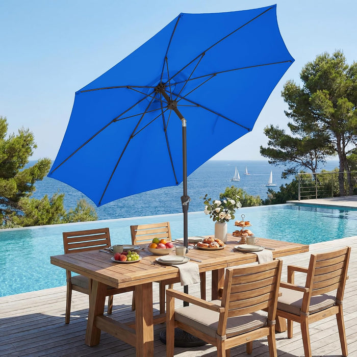 9FT Outdoor Patio Umbrella,Market Table Umbrella with 8 Fiberglass Ribs, Pool Umbrella with Tilt and Crank, UV Protection Lightweight & Wind-Resistant for Lawn, Garden, Deck and Backyard, Royal Blue