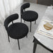 Black Dining Chairs Set of 4 round Upholstered Boucle Dining Room Chairs Mid-Century Modern Kitchen Chairs with Curved Backrest and Black Metal Legs
