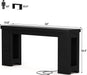 63" Console Table with Outlet, Farmhouse Entryway Table with Colorful LED Lights, Wooden Sofa Table with Unique Carved Design, Foyer Accent Table for Entrance, Hallway, Living Room
