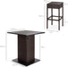 5-Piece Outdoor Wicker Bar Table Set for Patio, Poolside, Backyard W/Built-In Bottle Opener, Hidden Storage Shelf, Metal Tabletop, 4 Stools - Brown