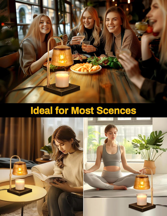 Candle Warming Lamp with Timer, Adjustable Height & Temperature, Electric Warmer for Large Jar Candles, Provided with 2X 50W Bulbs