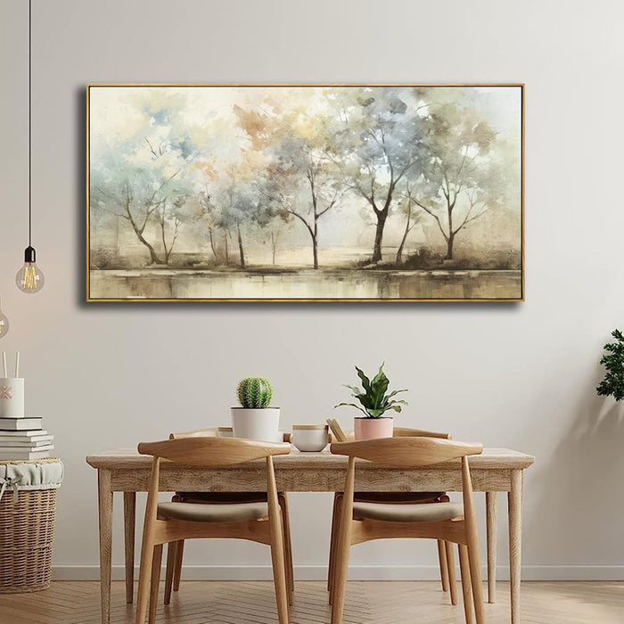 Abstract Wall Art Artwork Retro Trees Pictures Decor Canvas Painting Framed Ready to Hang Living Room Bedroom and Office Wall Decor 20X40 Inch