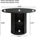 47 Inch round Dining Table for 4, Kitchen Table Dinner Table with 2-Layer Storage Shelf and Wood Slide Door for Home Dining Room Living Room (Black)